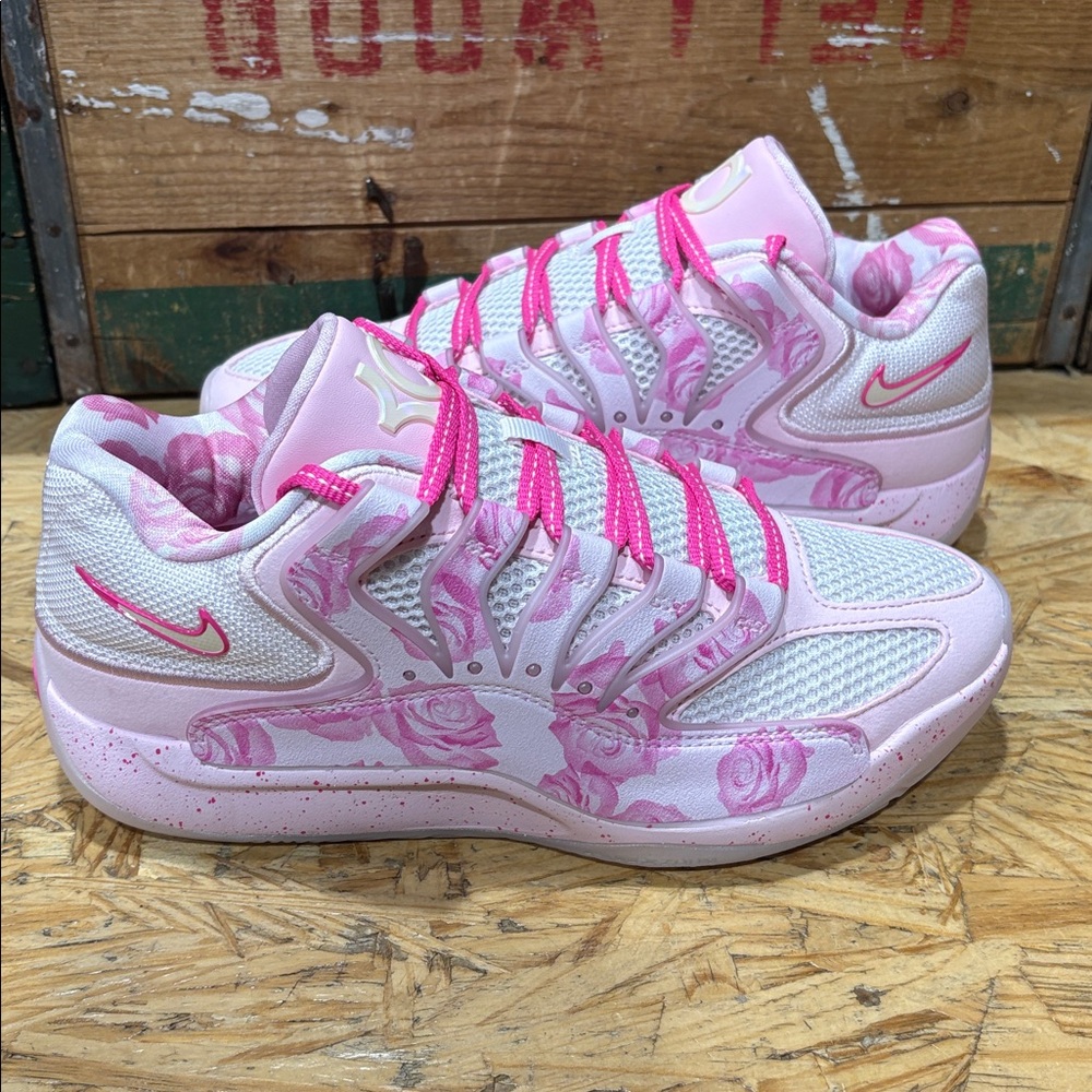 Nike KD18 NRG Pink and White Floral Sneakers